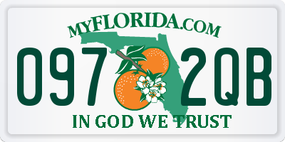 FL license plate 0972QB