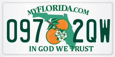 FL license plate 0972QW