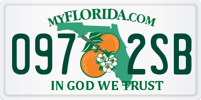 FL license plate 0972SB