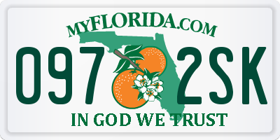 FL license plate 0972SK