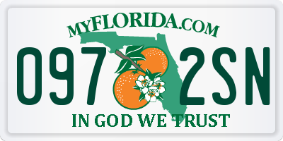 FL license plate 0972SN