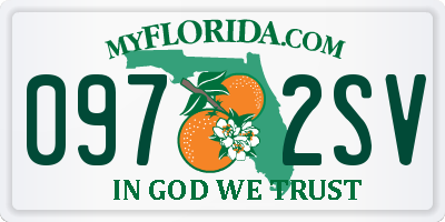 FL license plate 0972SV
