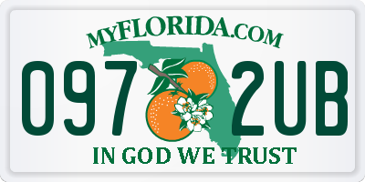FL license plate 0972UB