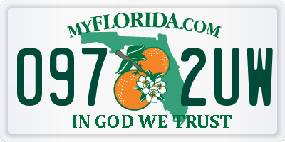 FL license plate 0972UW