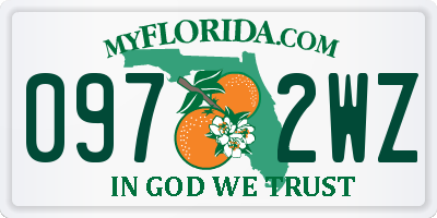 FL license plate 0972WZ