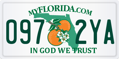 FL license plate 0972YA