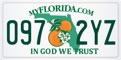 FL license plate 0972YZ