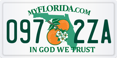 FL license plate 0972ZA