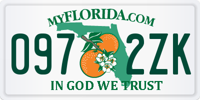 FL license plate 0972ZK