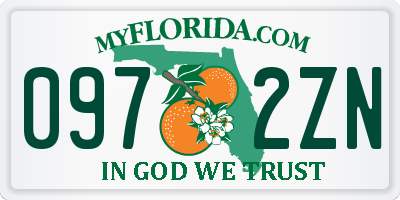FL license plate 0972ZN