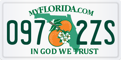 FL license plate 0972ZS