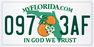 FL license plate 0973AF