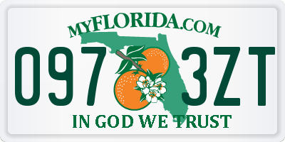 FL license plate 0973ZT