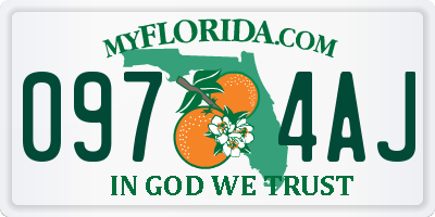 FL license plate 0974AJ