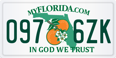 FL license plate 0976ZK