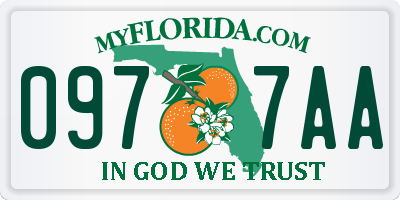 FL license plate 0977AA