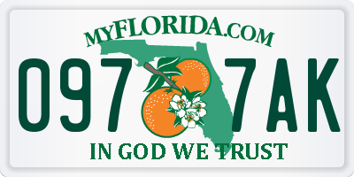 FL license plate 0977AK