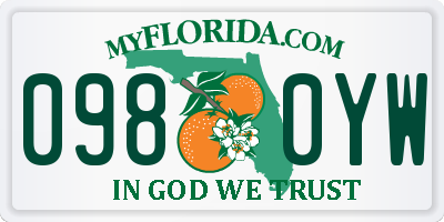 FL license plate 0980YW