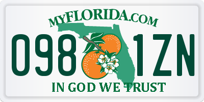 FL license plate 0981ZN