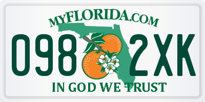 FL license plate 0982XK