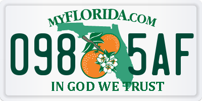 FL license plate 0985AF