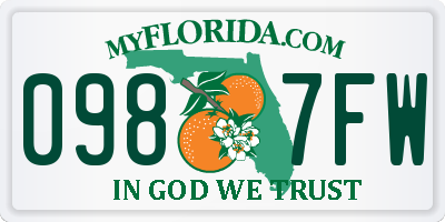 FL license plate 0987FW