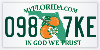 FL license plate 0987KE