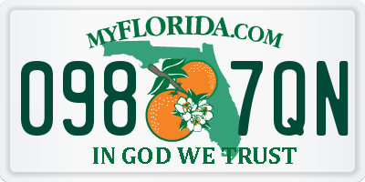 FL license plate 0987QN