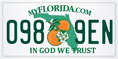 FL license plate 0989EN