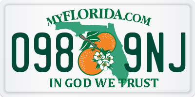 FL license plate 0989NJ