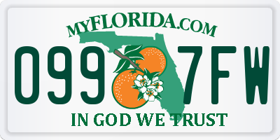 FL license plate 0997FW