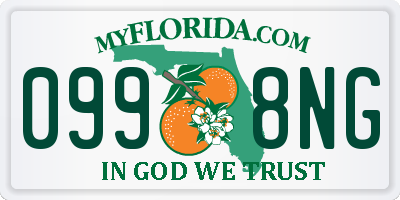 FL license plate 0998NG