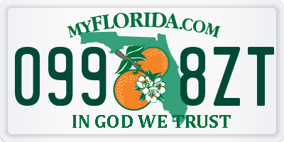 FL license plate 0998ZT