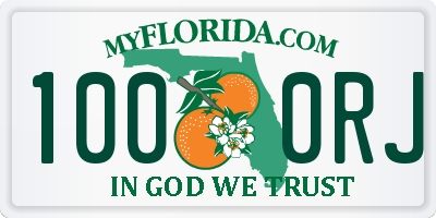 FL license plate 1000RJ
