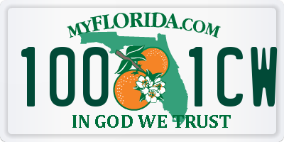 FL license plate 1001CW