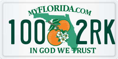 FL license plate 1002RK