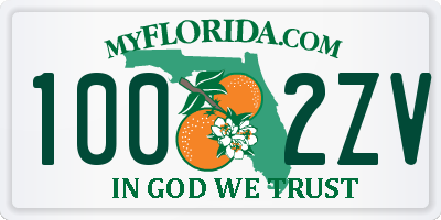 FL license plate 1002ZV