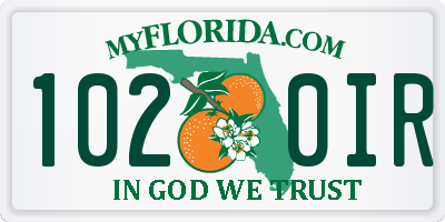 FL license plate 1020IR