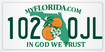 FL license plate 1020JL
