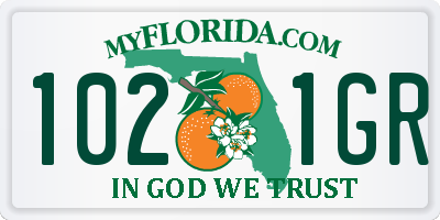 FL license plate 1021GR