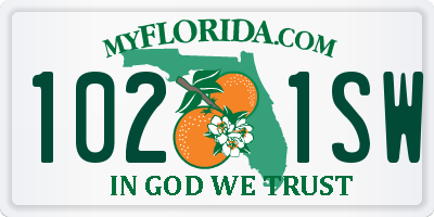FL license plate 1021SW