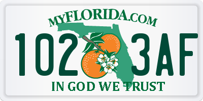 FL license plate 1023AF