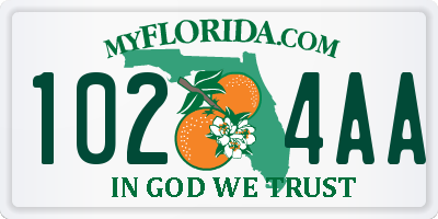 FL license plate 1024AA