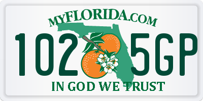FL license plate 1025GP