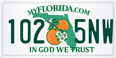 FL license plate 1025NW