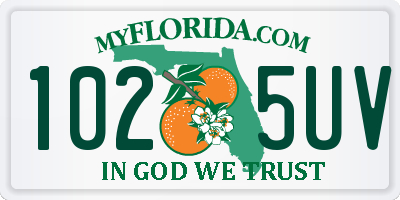 FL license plate 1025UV