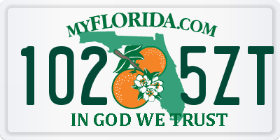 FL license plate 1025ZT