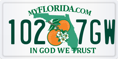 FL license plate 1027GW