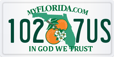 FL license plate 1027US