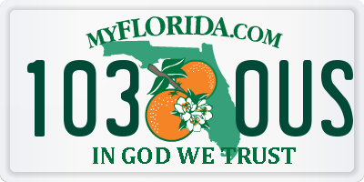 FL license plate 1030US